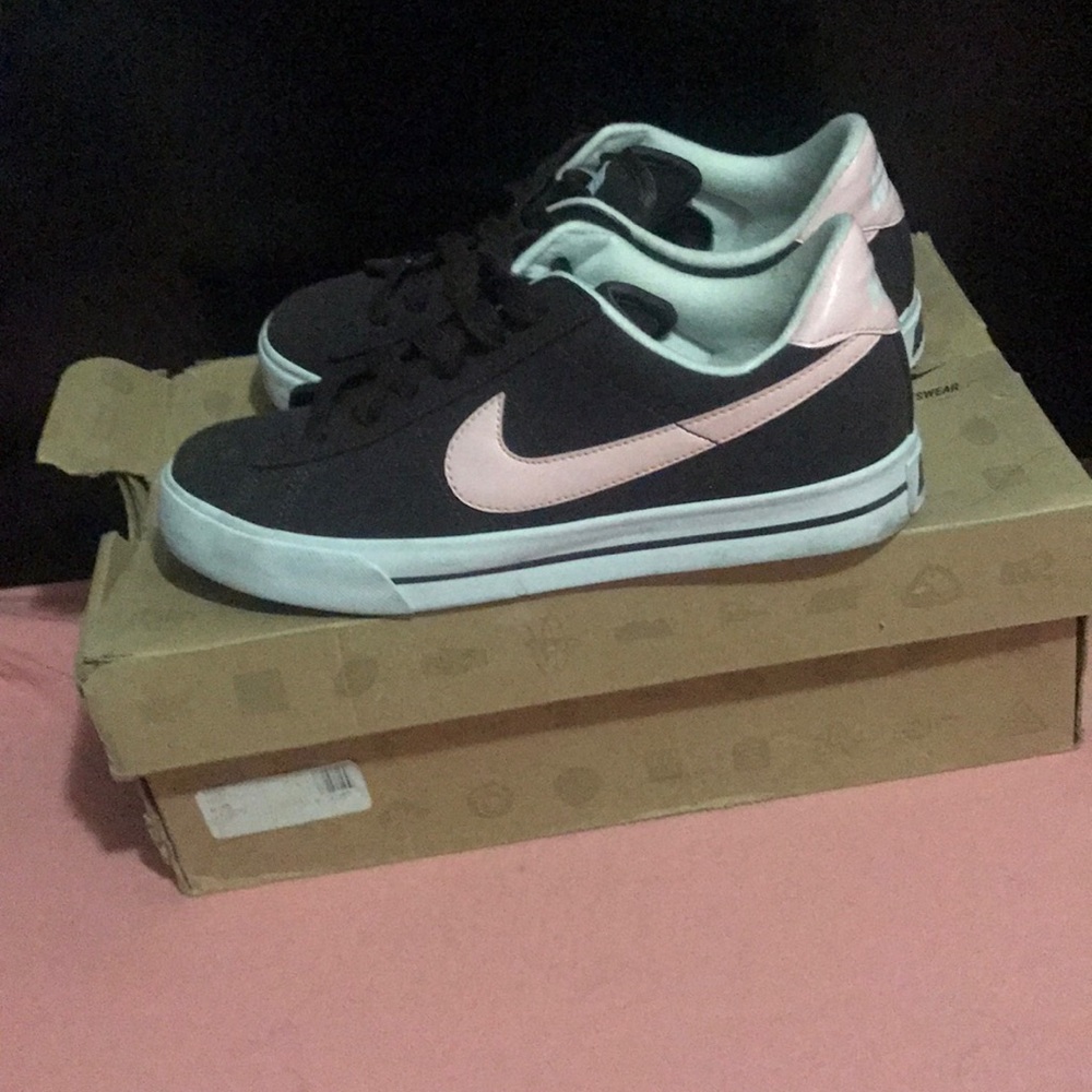 Brown and pink Nike sneakers